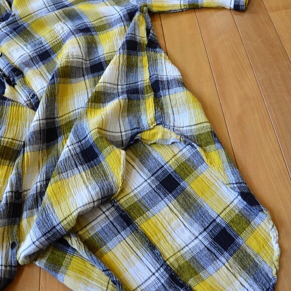 Anthropologie Maeve Embroidered Plaid Button Down Tunic Shirt Size XS/S - Picture 9 of 15